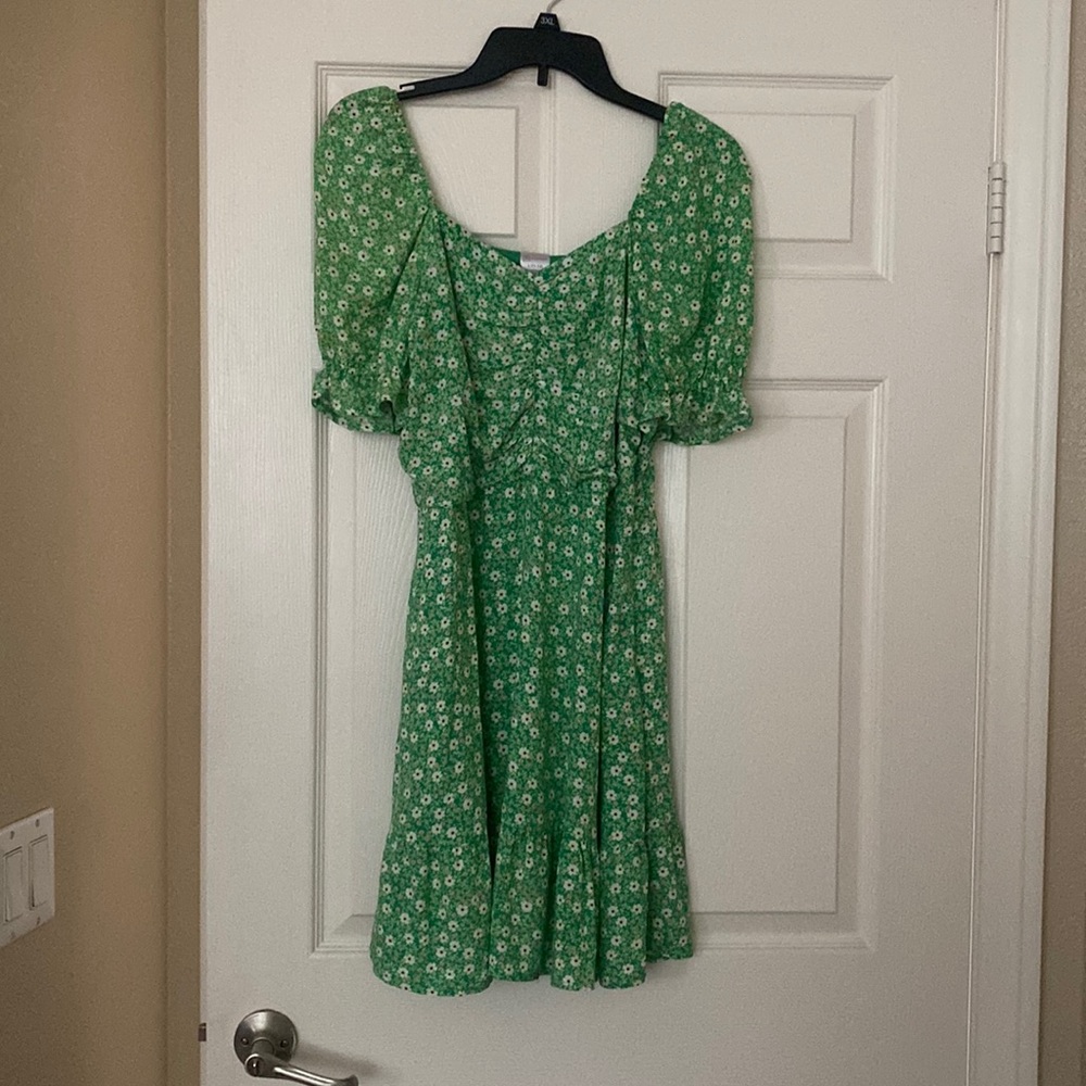 Green floral dress